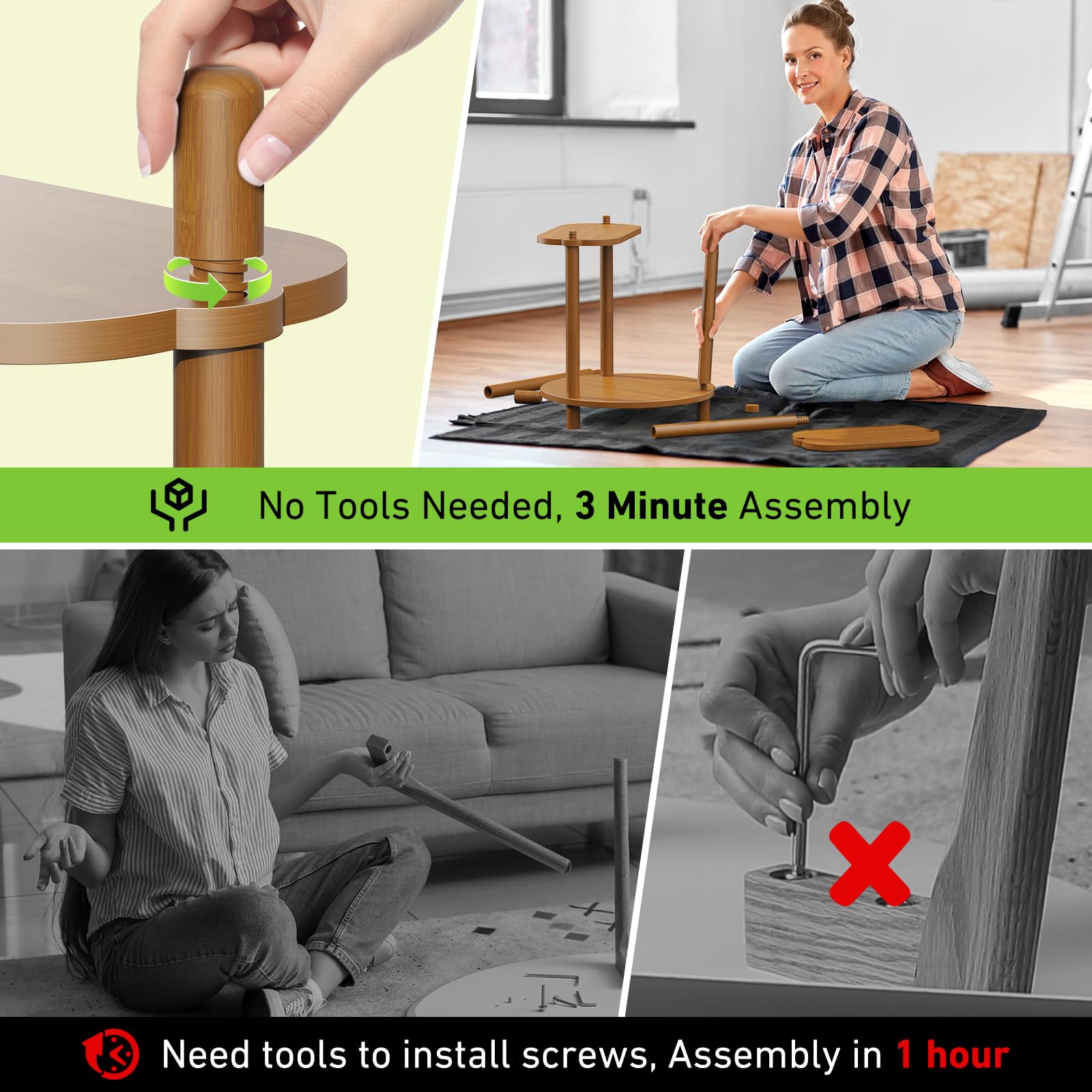 Enisudo 3-Tier Bamboo Plant Stand – Elegant Walnut Display Shelf