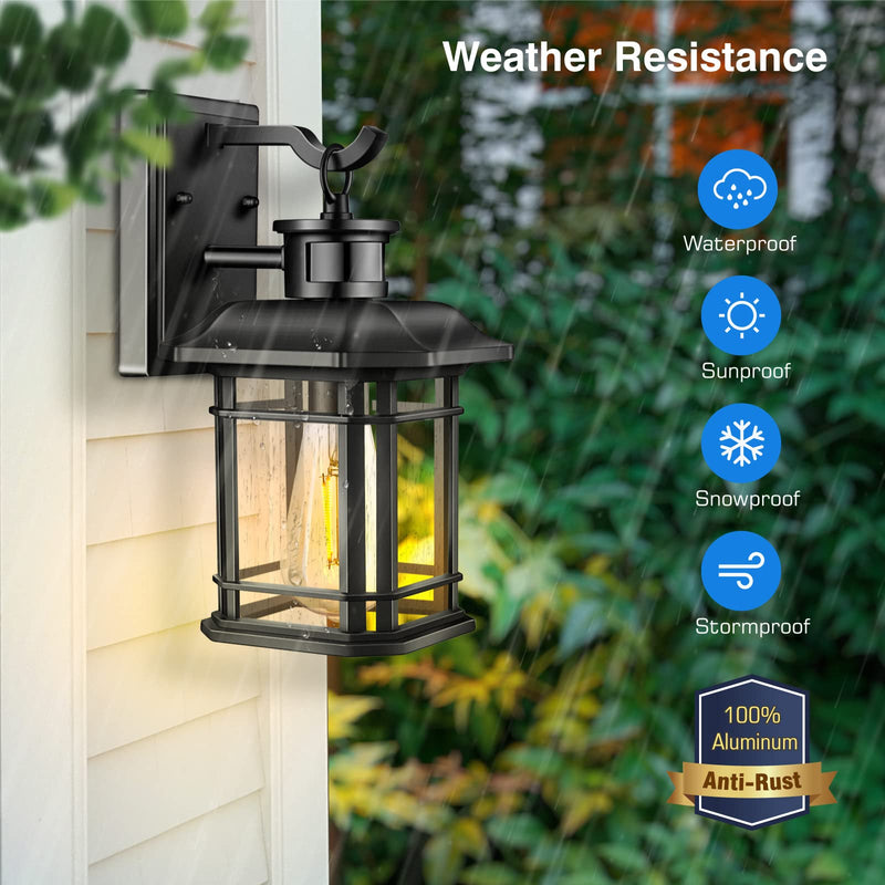Outdoor Light Fixture With Motion Sensor, Dusk To Dawn Modern Exterior Porch Lights Wall