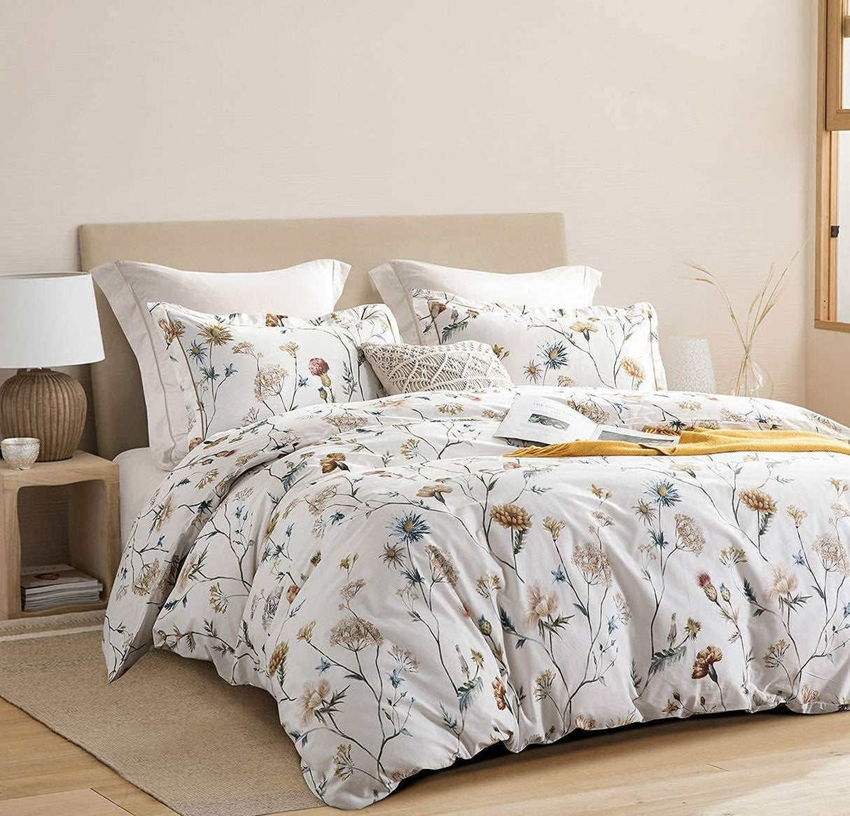 Comforter King Size, 600 Thread Count Cotton White Printed