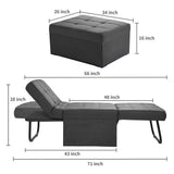 4 in 1 Multi Function Folding Ottoman Breathable Linen Couch Bed