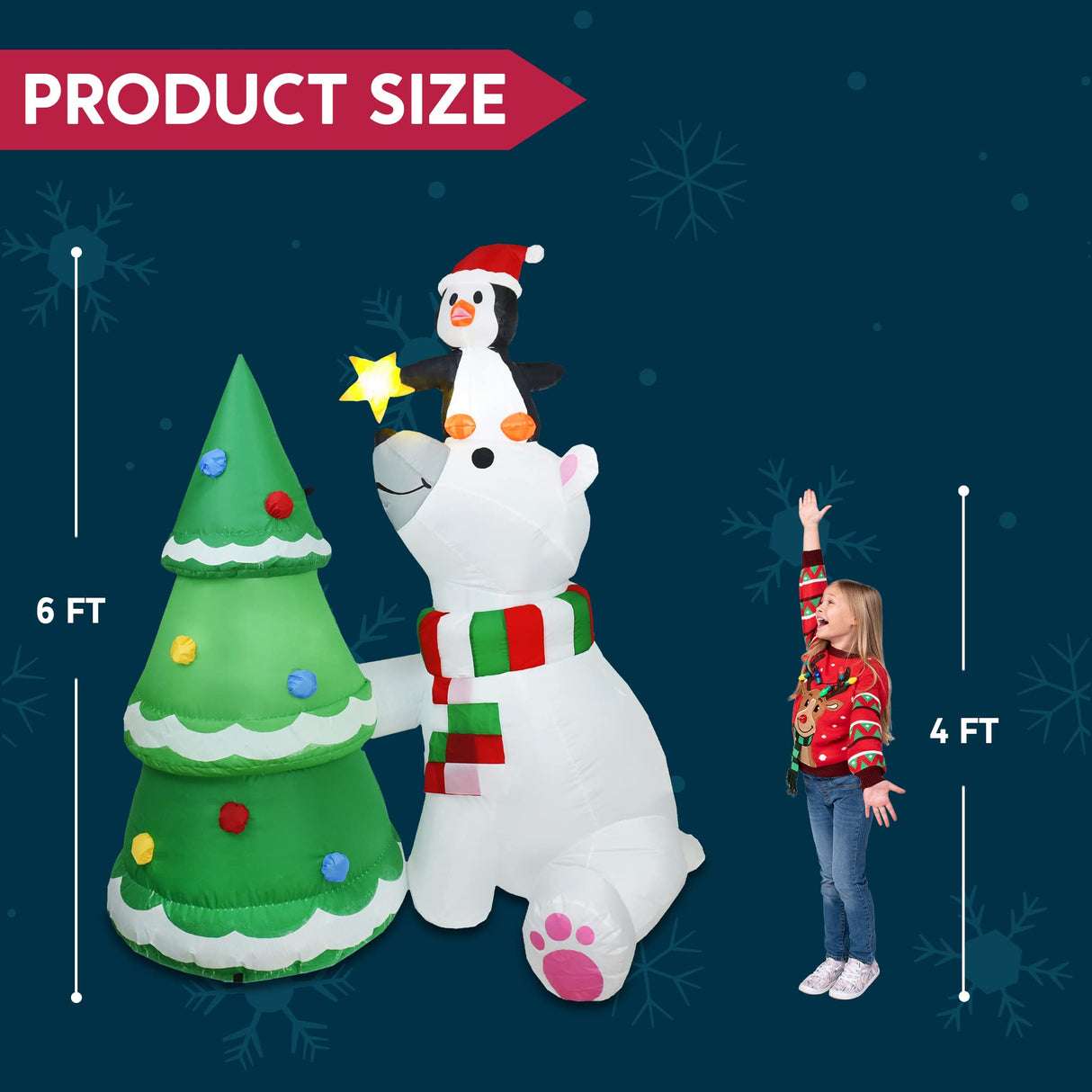 6 ft Christmas Polar Bear Inflatable Decoration