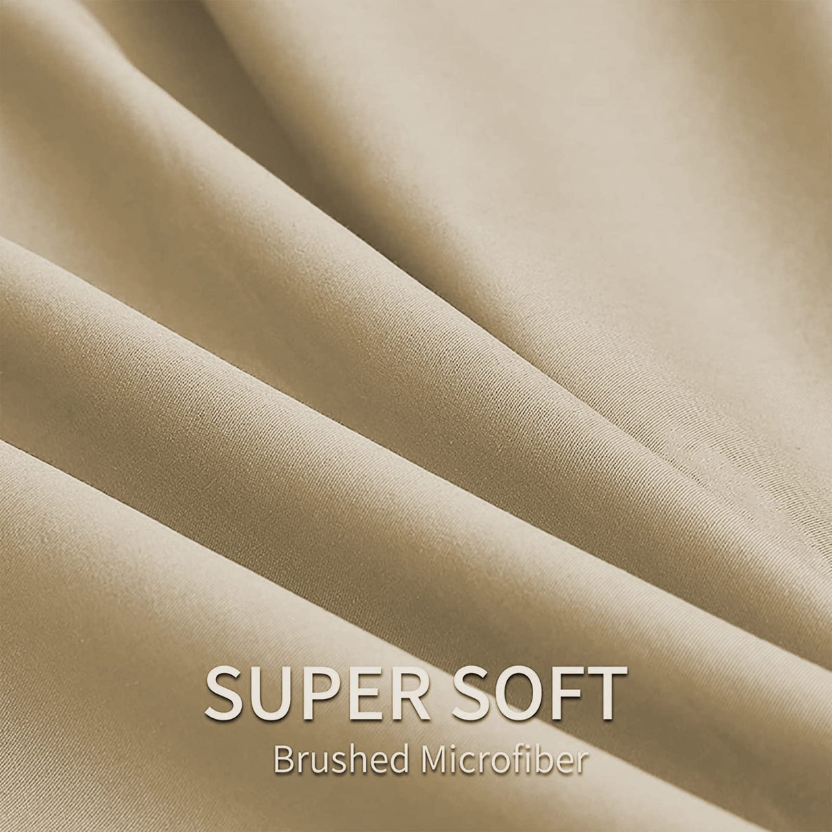 Beige Queen Size Bed Sheets Set Deep Pocket to 21 inches Mattress