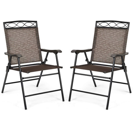 Set of 2 Patio Chairs, Outdoor Folding Lawn Chairs for Beach