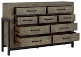 Brennagan Modern Vintage 9 Drawer Dresser, Grayish Brown