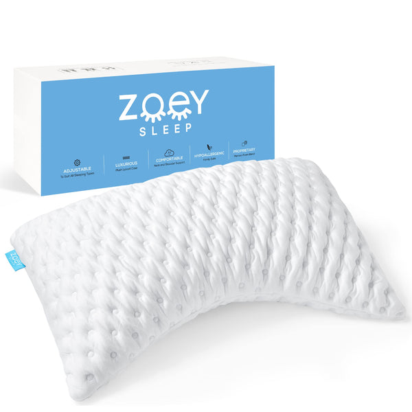 Side Sleep Pillow for Neck and Shoulder Pain Relief - Adjustable Memory Foam Bed Pillows