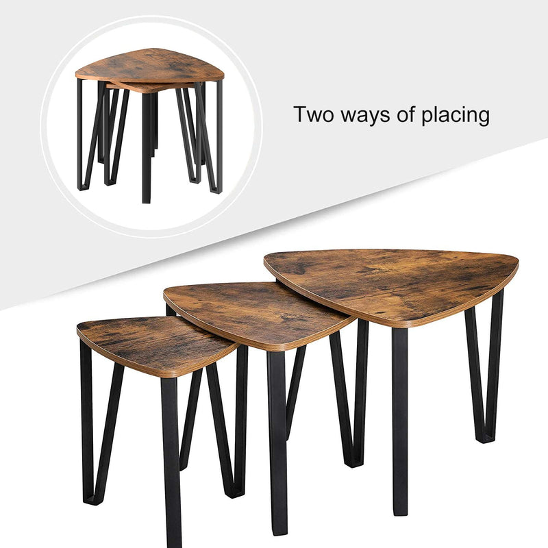 Industrial Nesting Coffee Table, Set of 3 End Tables for LivingRoom, Stacking Side Tables