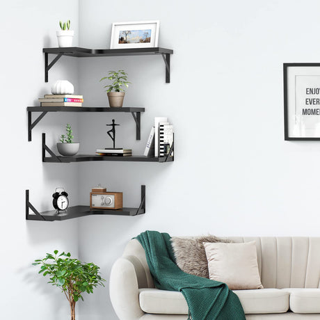 Floating Corner Shelves for Wall Décor Storage