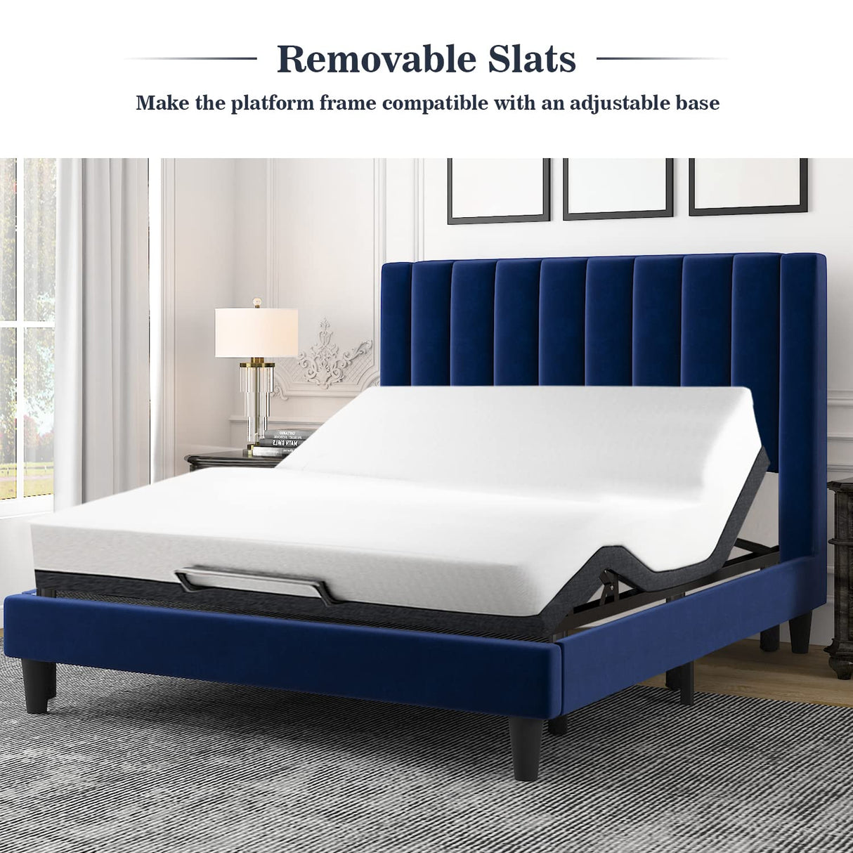 Platform Bed Frame/Velvet Upholstered Bed Frame