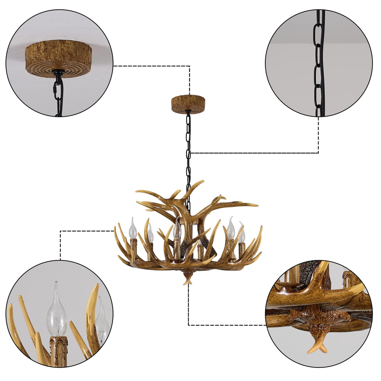 Antler Chandelier E12 Base Retro Decorative Chandelier