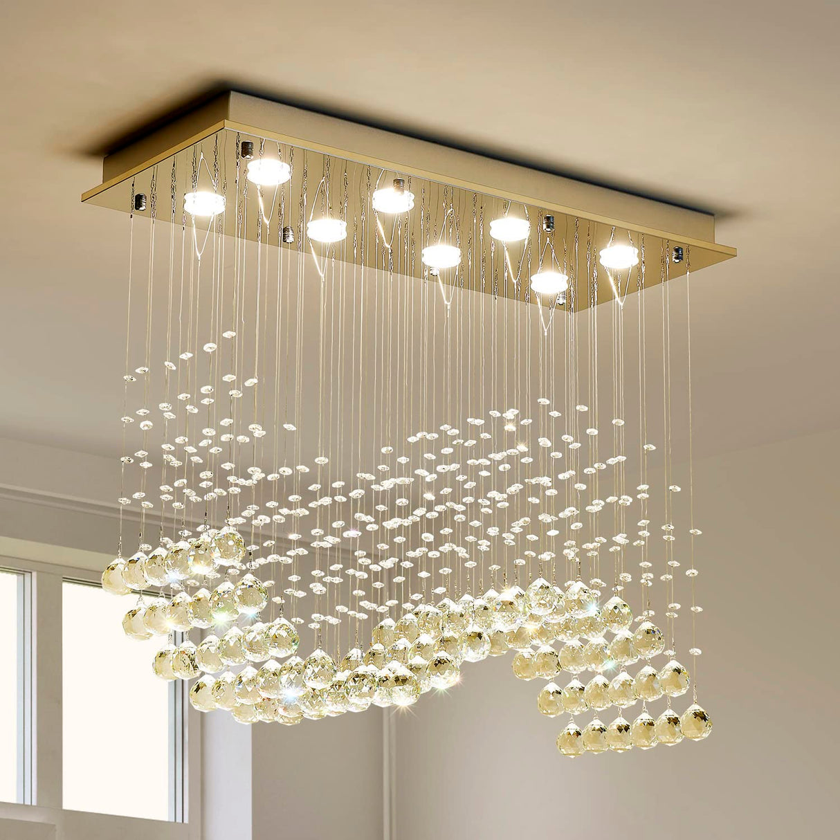 8-Lights Modern K9 Crystal Chandelier Light Fixture