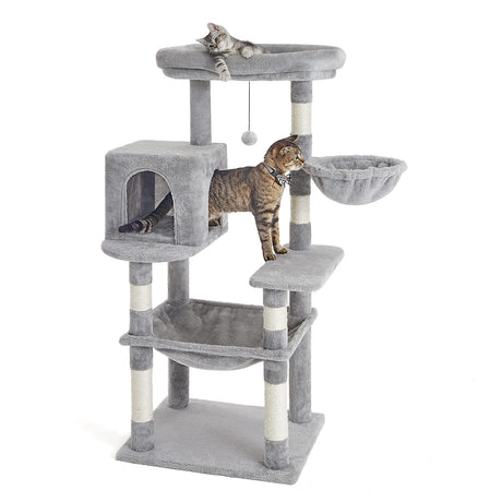 Kilodor 49.2 Inches Multi-Level Cat Tree Condo,Cat Tower with Sisal Scratching Post, Plush Perches,Hammock,Kitten Playhouse