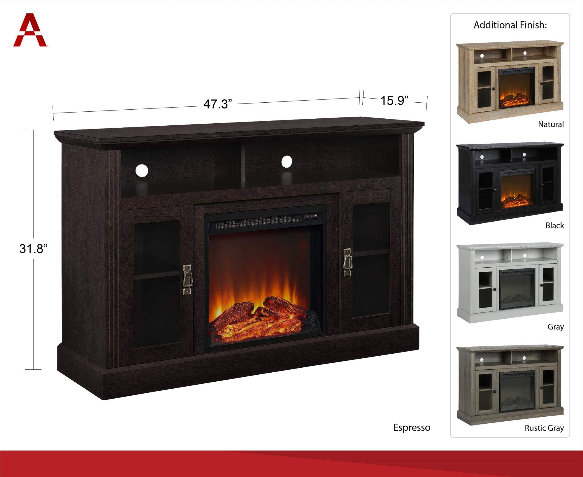Home Chicago Electric Fireplace TV Console for TVs up to a 50
