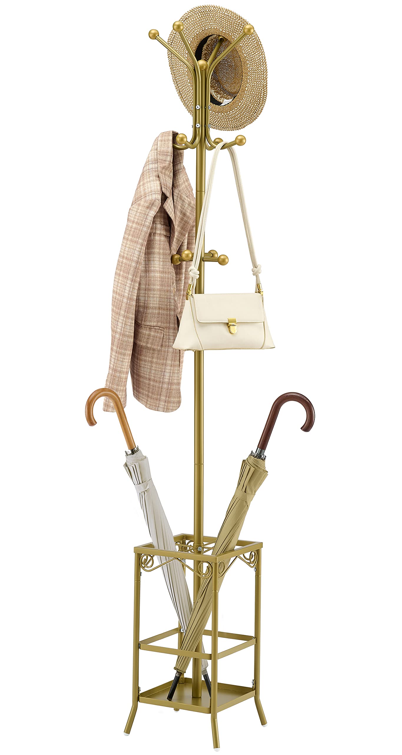 Coat Rack Freestanding ,Entryway Coat Hanger Stand, Umbrella Holder, Hall Tree