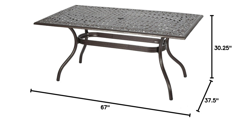 Yamilet Outdoor Dining Table, Hammered Bronze