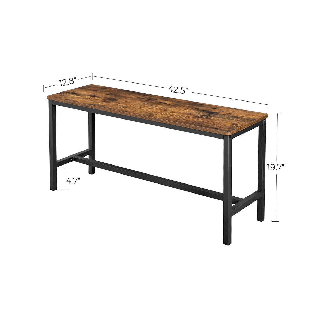 Dining Bench, Pair of 2, Industrial Style, Steel Frame, for Kitchen, Living Room