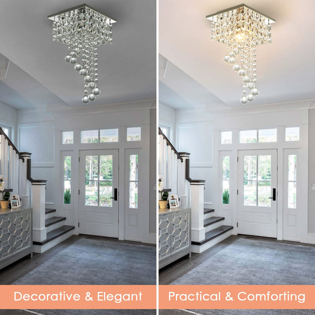 Modern Small Chandeliers Ceiling Light Fixture Square Flush