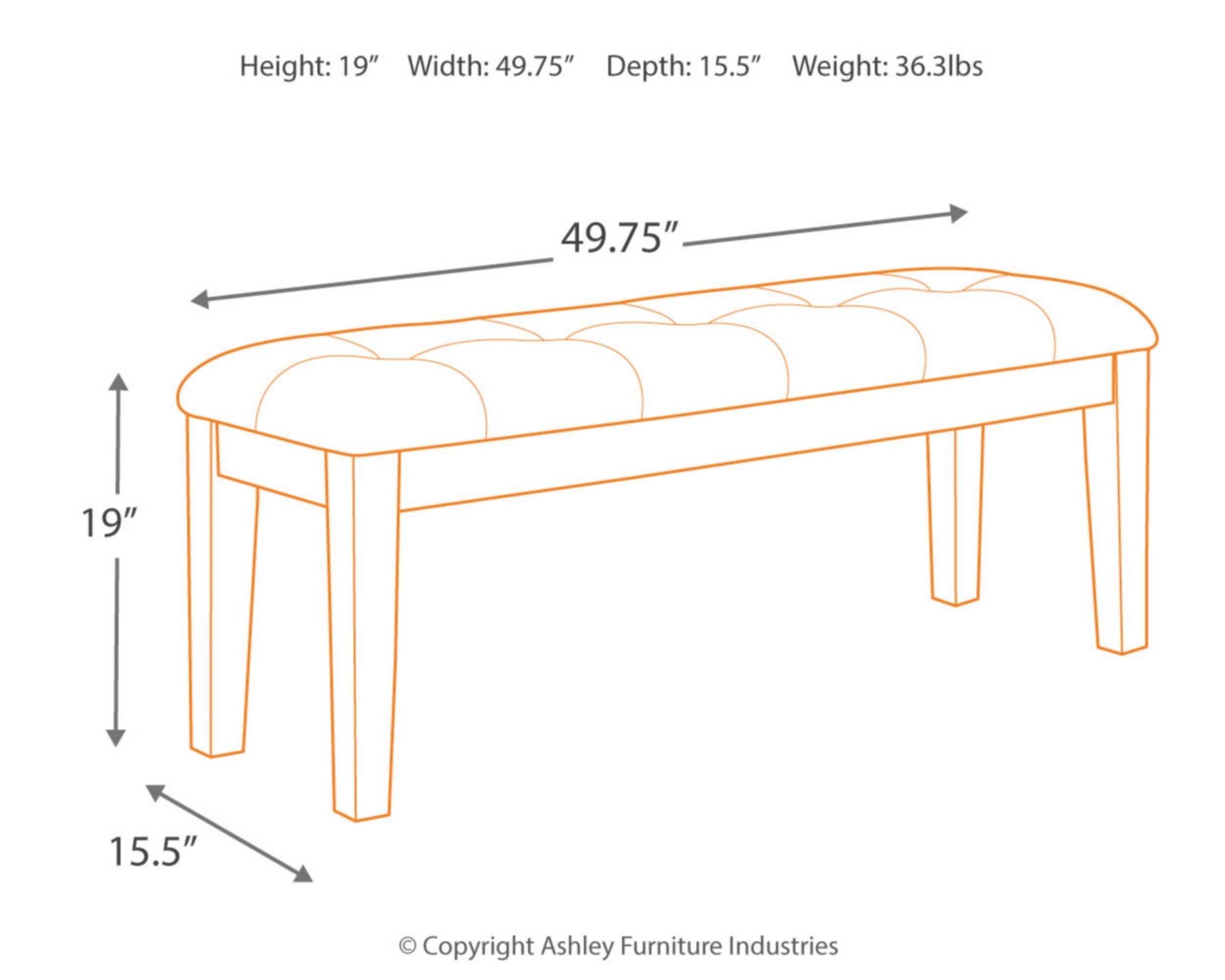 Ralene Tufted Upholstered Dining Room Bench, Medium Brown