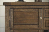 Moriville Rustic Dining Room Buffet with 4 Cabinets & Display Shelf