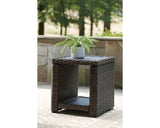 Grasson Lane Outdoor Rattan Square End Table with Storage