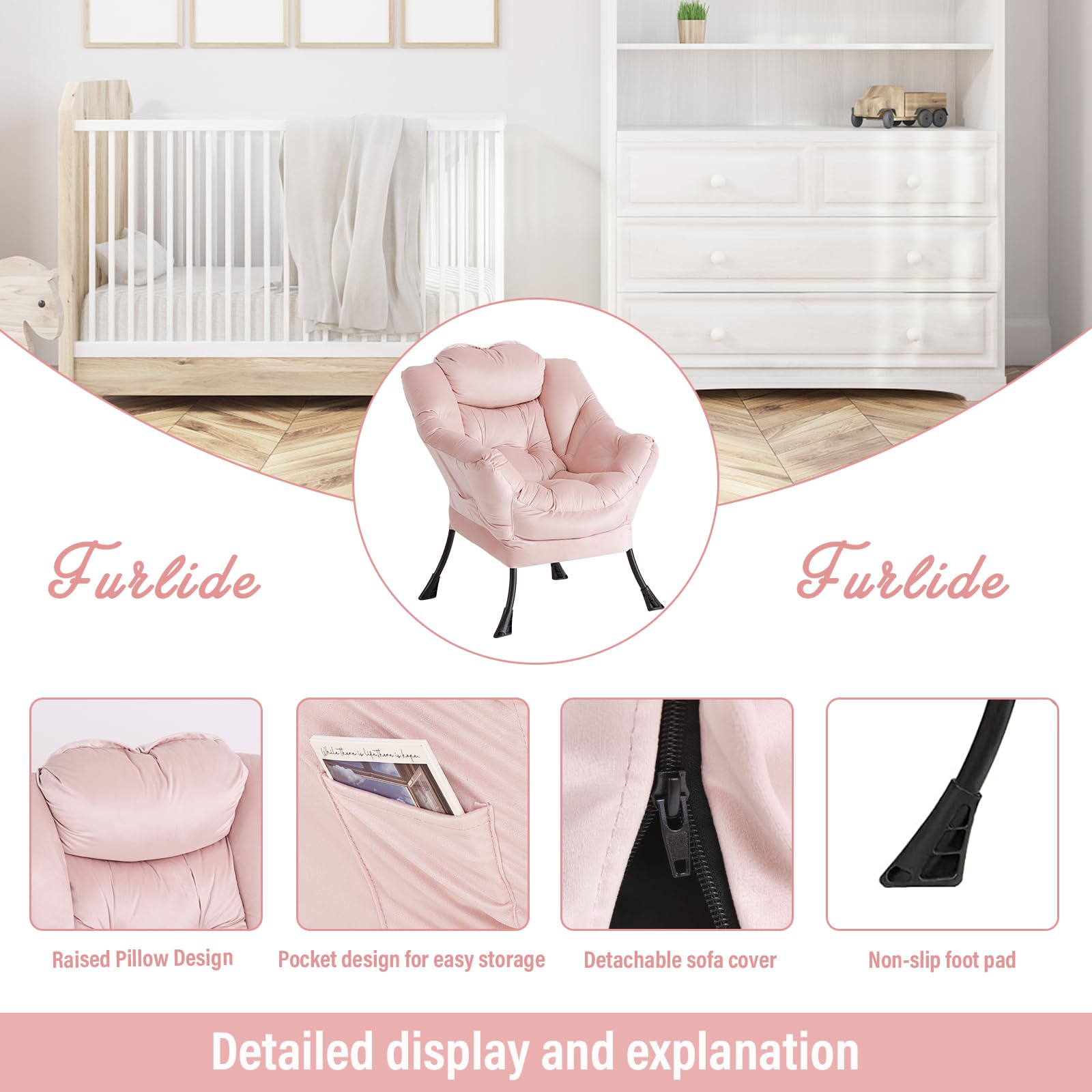 Modern Chair with Folding Footrest Lounge Accent Chai