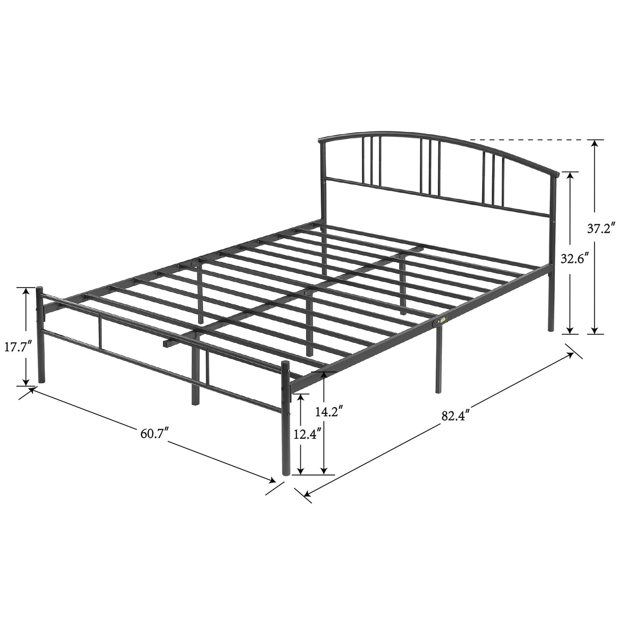 14 inch Queen Bed Frame Metal Platform Mattress Foundation with headboard Footboard