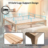 King Wood Platform Bed Frame, 14 Inch Solid Rubber Wood Mattress Foundation