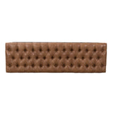 Faux Leather Button Tufted Decorative Bench with Metal Base, Brown