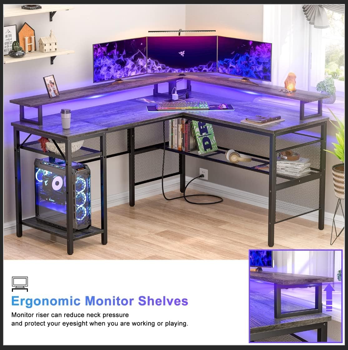 L Shaped Computer Desk, Reversible Corner Desk