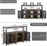 Industrial Wine Bar Cabinet for Liquor and Glasses, Sideboard and Buffet