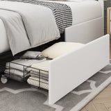 King Size Bed Frame with 4 Drawers, Upholstered Platform Storage Bed