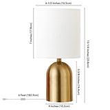 Talbot 13.25" Tall Mini Lamp with Fabric Shade in Brass/White