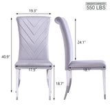 Dining Chairs, Light Grey Velvet Dining Chairs