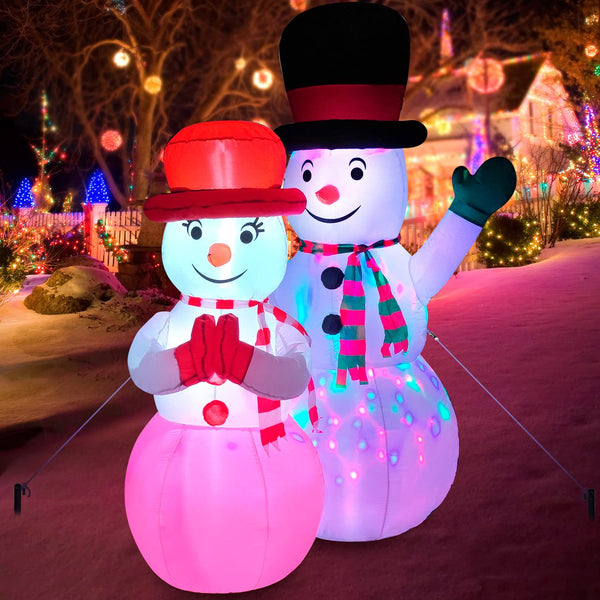7FT Christmas Inflatables Snowman, Giant Christmas Blow Up Snowman Couple