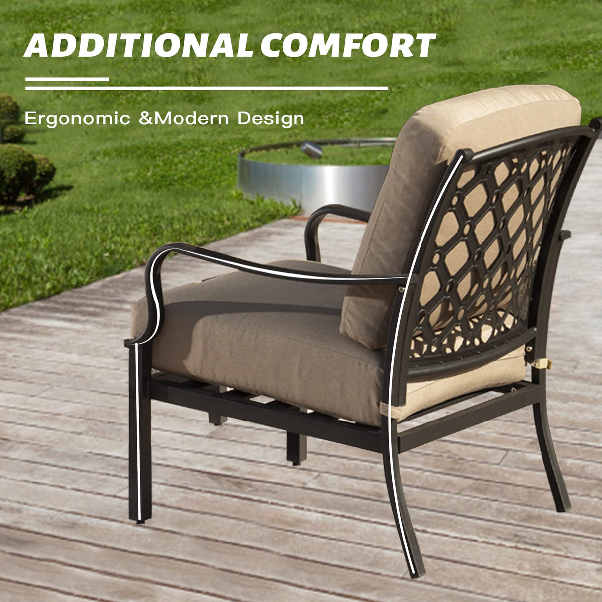 Conversation Set 4 Pieces, Metal Outdoor Patio Furniture with Coffee Table