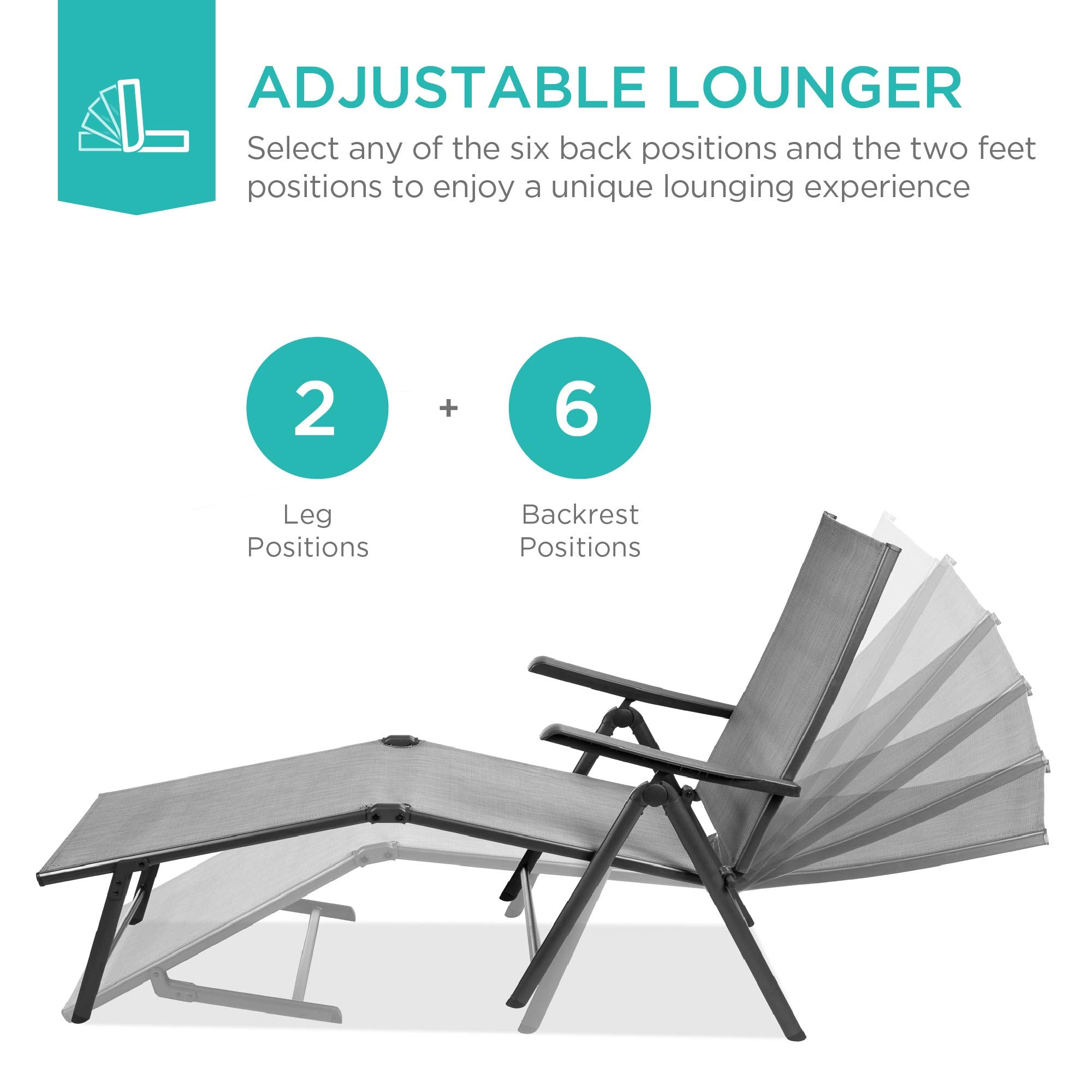 Set of 2 Outdoor Patio Chaise  Chair  Reclining Folding Pool Lounger