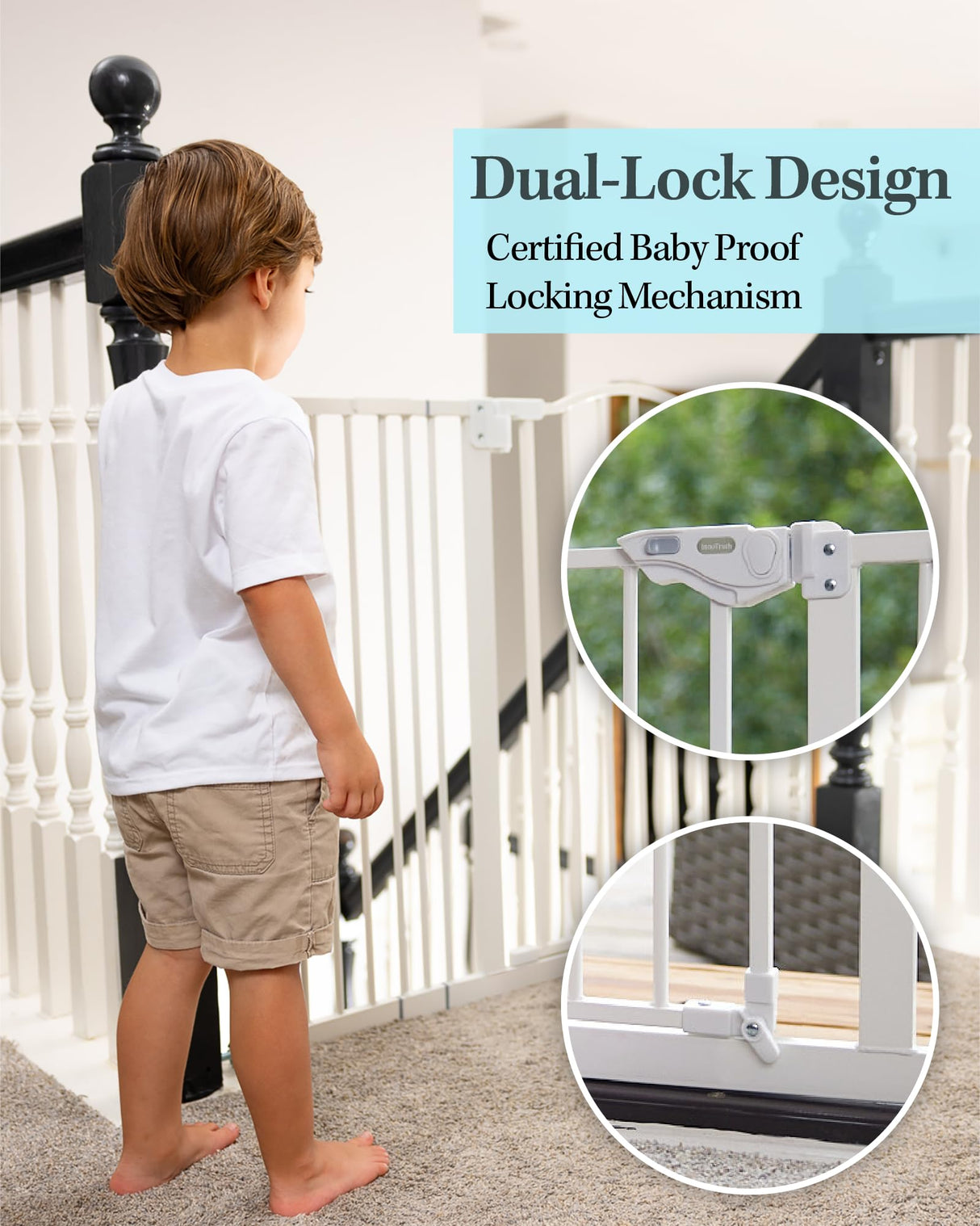 Baby Gate for Pets, Auto Close Both Sides Dog Gate with One-Hand Opening