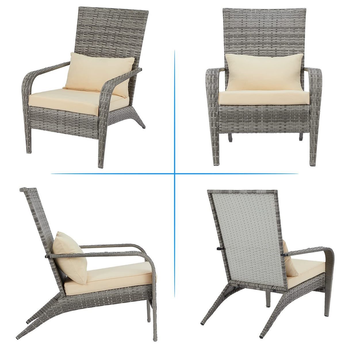 2 Pieces Patio Adirondack Wicker Chair