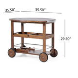 Tillary Tiller Outdoor Acacia Wood Bar Cart Aluminum Accents