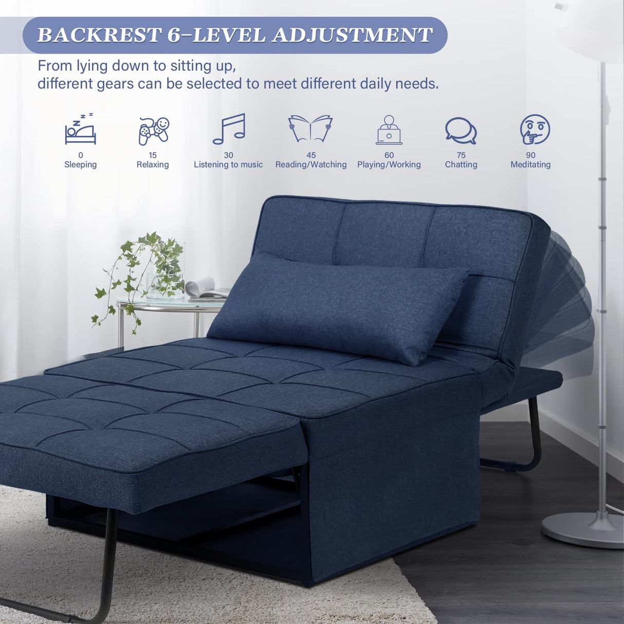 Sofa Bed Ottoman Bed Chair 4 in 1 Multi-Function Folding Sleeper