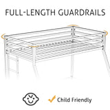 Metal Bunk Bed Twin Over Full Size with Removable Stairs, Heavy Duty Sturdy Frame