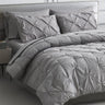 Queen Comforter Set 7 Pieces Pinch Pleat Bed in A Bag, Grey Pintuck