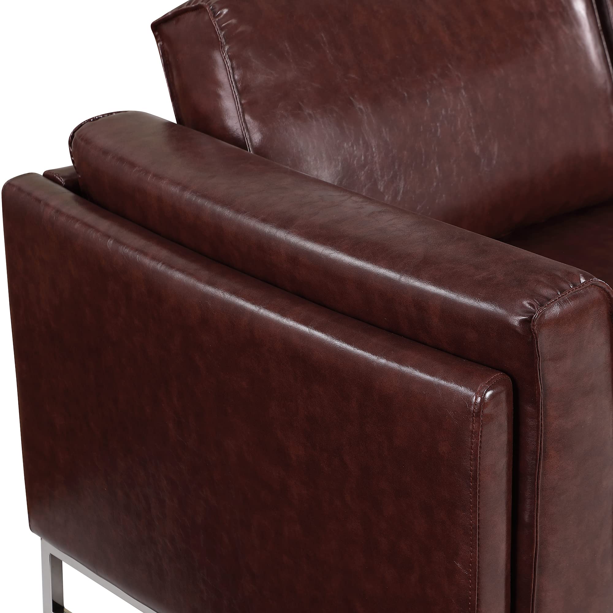 Luxury Sectional L-Shape Leather Sofa with Right Chaise, PU Leather Modern Solid Wood