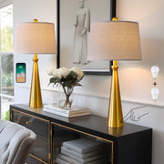 25.75" 3-Way Dimmable Touch Control Modern USB Table Lamp Set