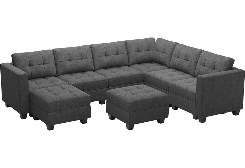 Sofa Set with Ottomans Oversized U Shaped Sofa Set with Storage Seat