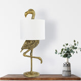 Resin Flamingo Table Lamp with Linen Shade