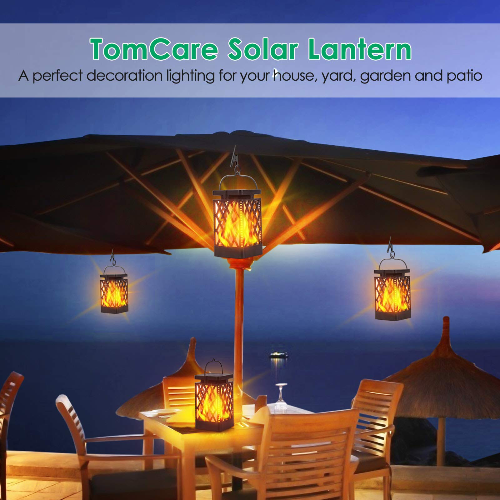 Solar Lights Flickering Flame Solar Lantern  Hanging Lanterns Decorative