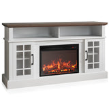 Traditional 58" Rustic TV Stand with 23" Electric Fireplace Heater