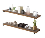 Industrial Pipe Wood Wall Shelf - 48" Espresso Real Wooden Shelving - Modern Interior