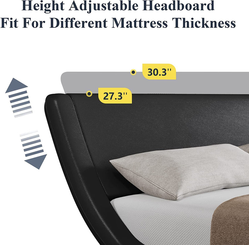 Queen Size Bed Frame with Ergonomic & Adjustable Headboard