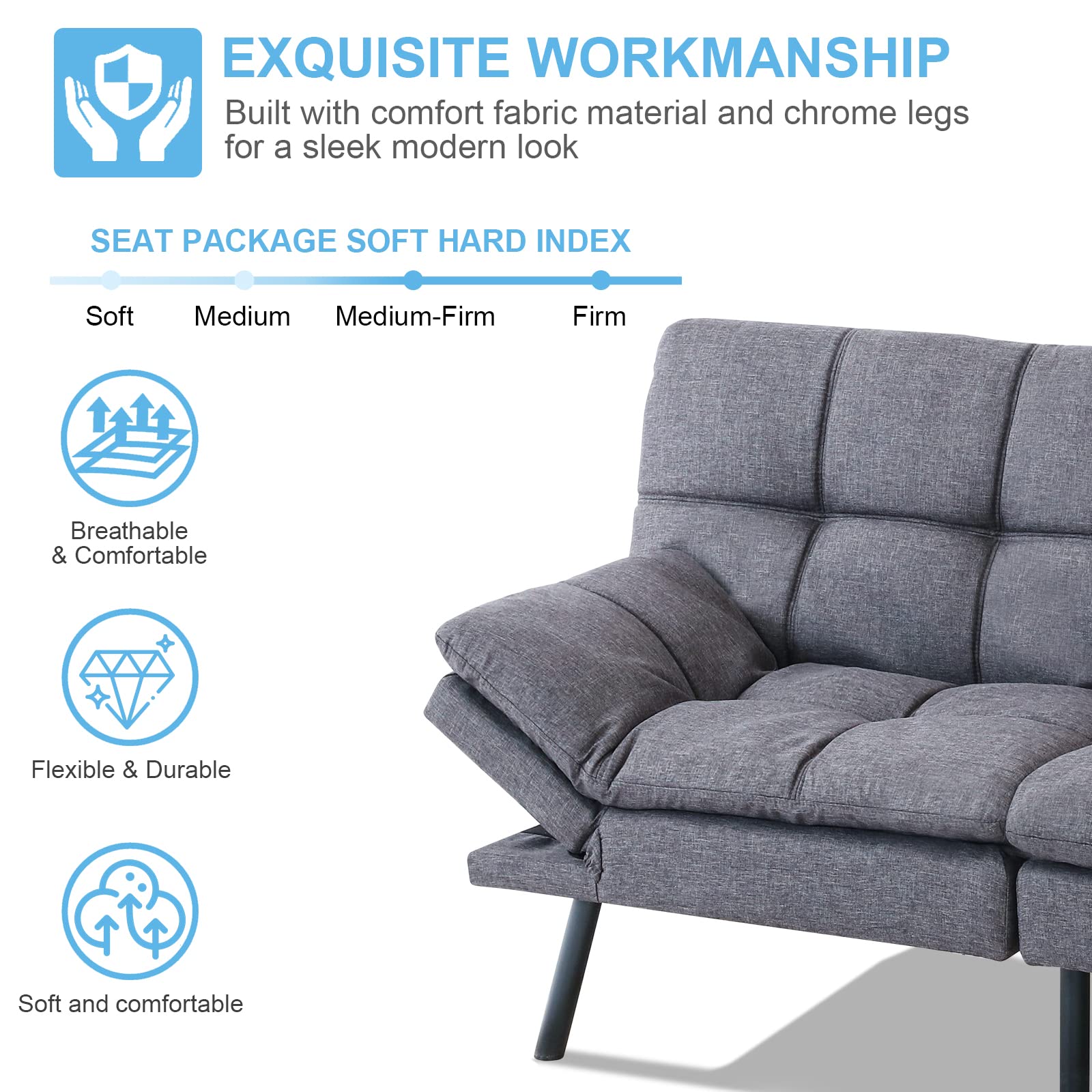 Futon Convertible Sofa Bed Futon Couch Memory Foam Futon Sleeper Sofa Loveseat